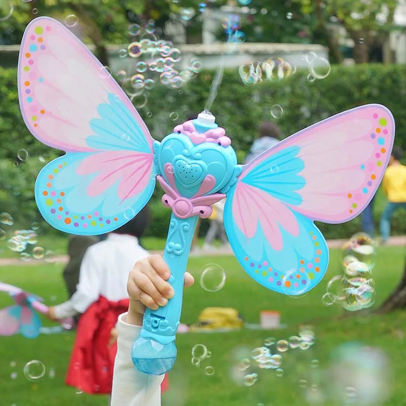 Наружная электрическая волшебная палочка игрушки Bubble для детей Автоматическая мыльная машина с пузырями с огнями музыка лето вода воздуходувка