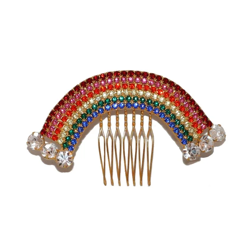 Hair comb Stonefans, роскошные разноцветные стразы, заколка для волос, расческа для женщин, кисточка, Очаровательная свадебная цепочка для волос с кристаллами, свадебные украшения - Окраска металла: Hair comb