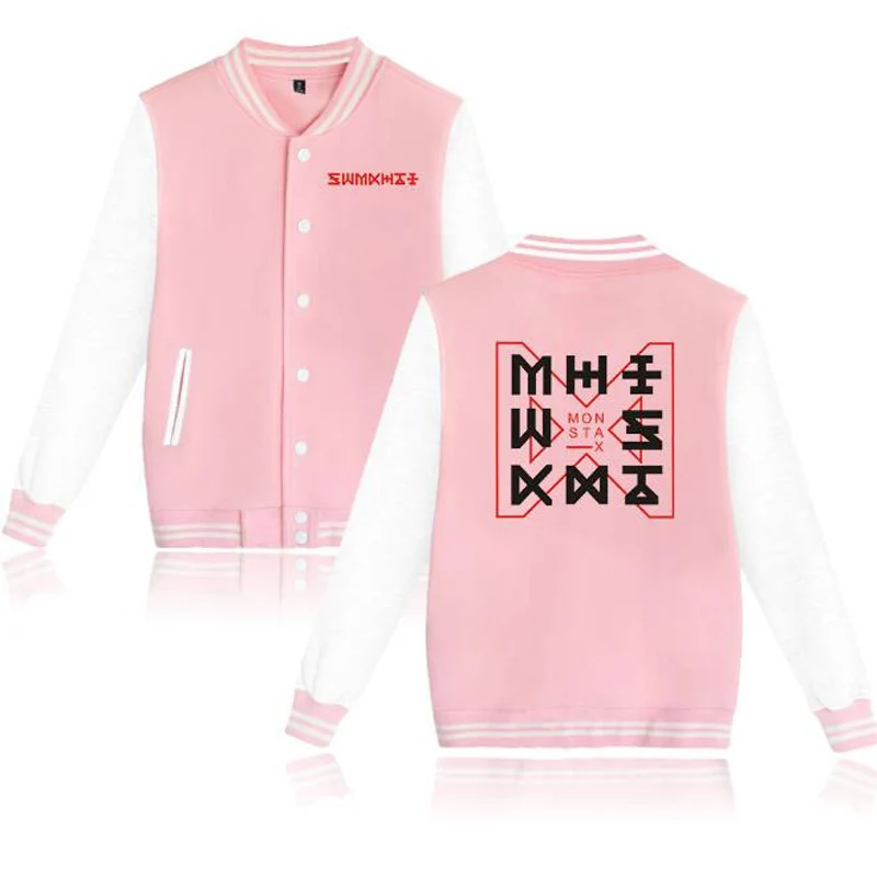 

KPOP Monsta x Oversized Hoodie Women Men Unisex Fans Supportive Fleece Baseball Uniform Students Coat Winter Coats And Jackets
