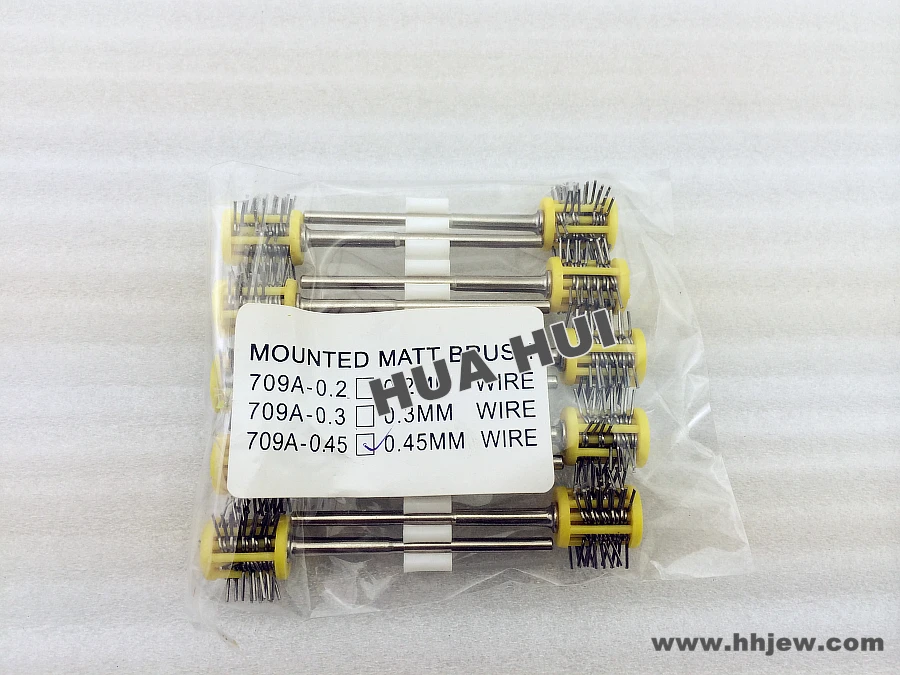 

FREE SHIPPING 10PCS Matt Pro-Texturning Brushes ,Yellow color , wire dia : 045mm , jewlery making tools , matt wire brushes