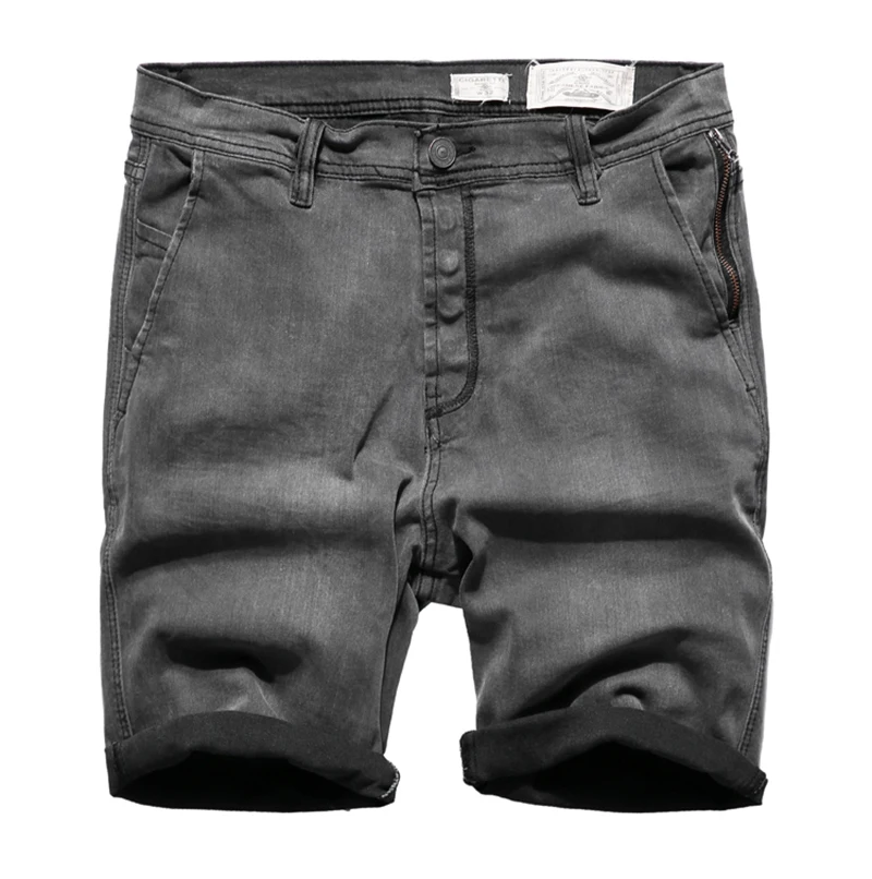 Новые модные летние промывали черный серый Для мужчин микро-elasticed джинсовые