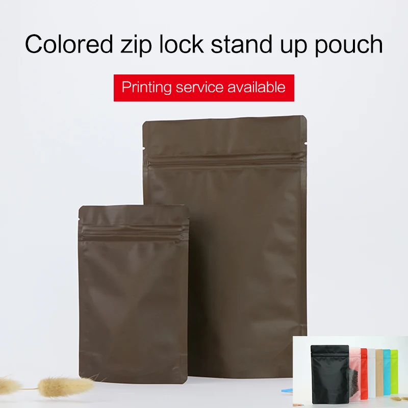 Матовый стоячий мешочек кофейного цвета с молнией алюминиевая фольга VMPET пакет