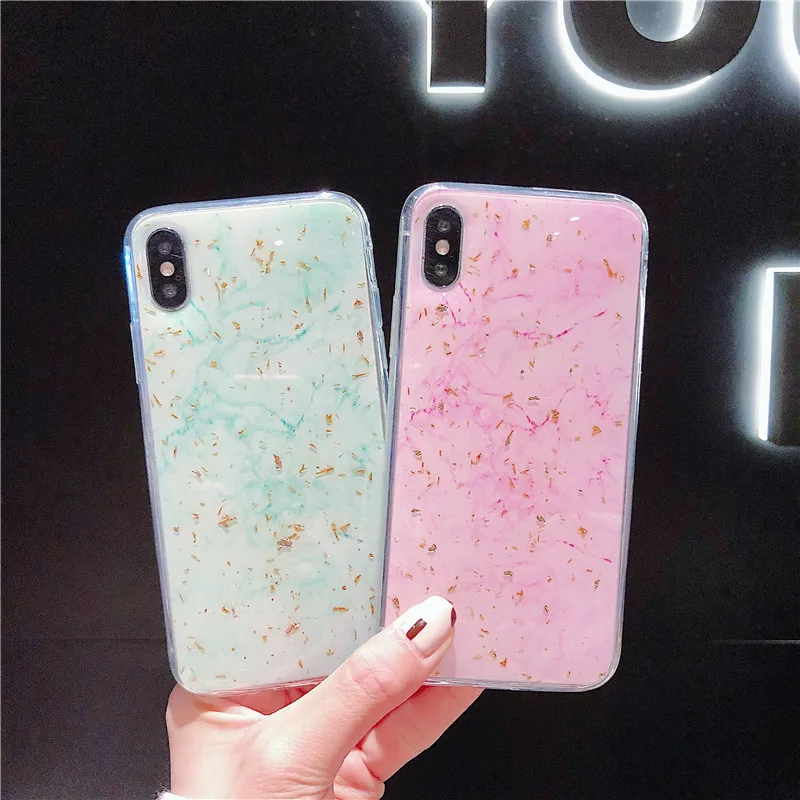 FLYKYLIN Gold Foil Case For iphone 6S 6 7 8 Plus X XR XS Max Back Cover Soft TPU Silicone Phone Cases Glitter Bling Candy Coque |