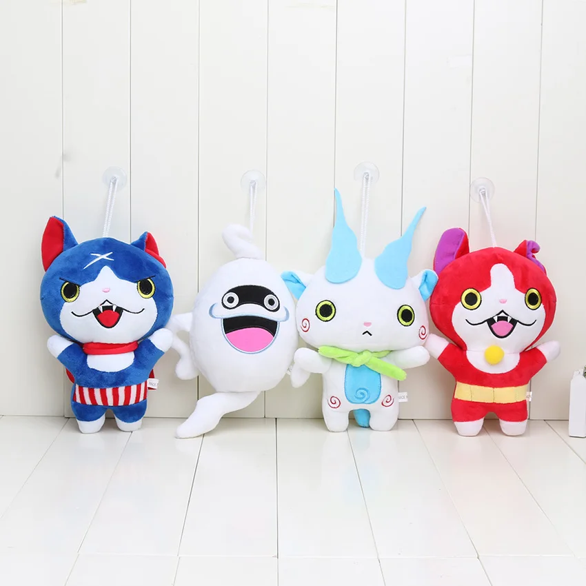 Часы Йо Кай Йокай 20 см 4 шт./компл. плюшевые игрушки Jibanyan Komasan Whisper Youkai с подвеской