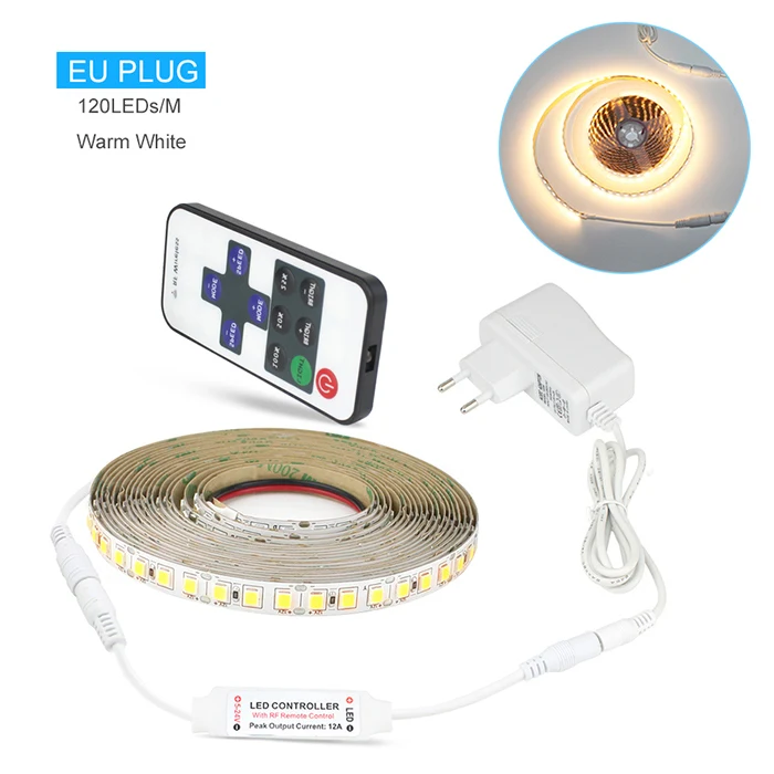 600led Warm White EU 4040 светодиодный светильник s 5 м 12 в 110 В 220 В светодиодный гибкий светильник Диодная лента с регулируемой яркостью сенсорный ленточный переключатель под шкафчиком кухонный светильник ing - Испускаемый цвет: 600led Warm White EU