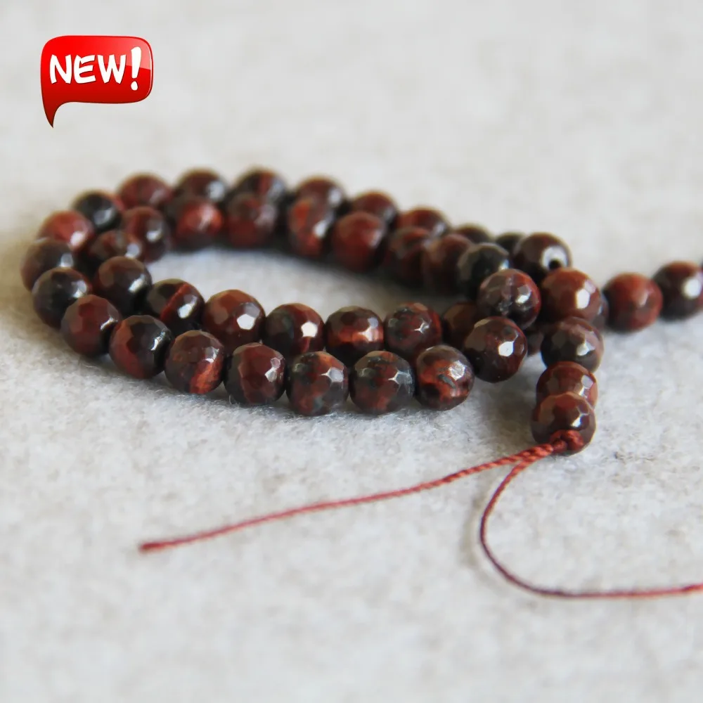 

6mm Hot Red Tiger Eyes Stone Beads Natural Red Tigereye Beads Faceted 15inch Accessory Parts Women Fashion Jewelry Making Design