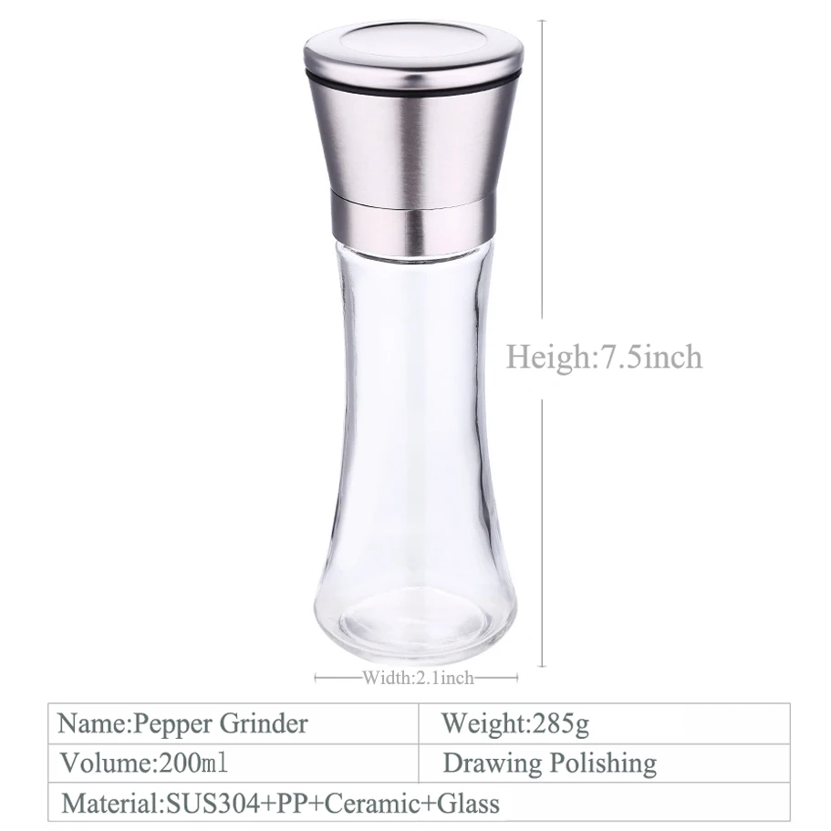 

2pcs Seasoning Kitchen Tools Salt Pepper Mill Spice Grinder Kitchen Accessories Portable Muller for Spice