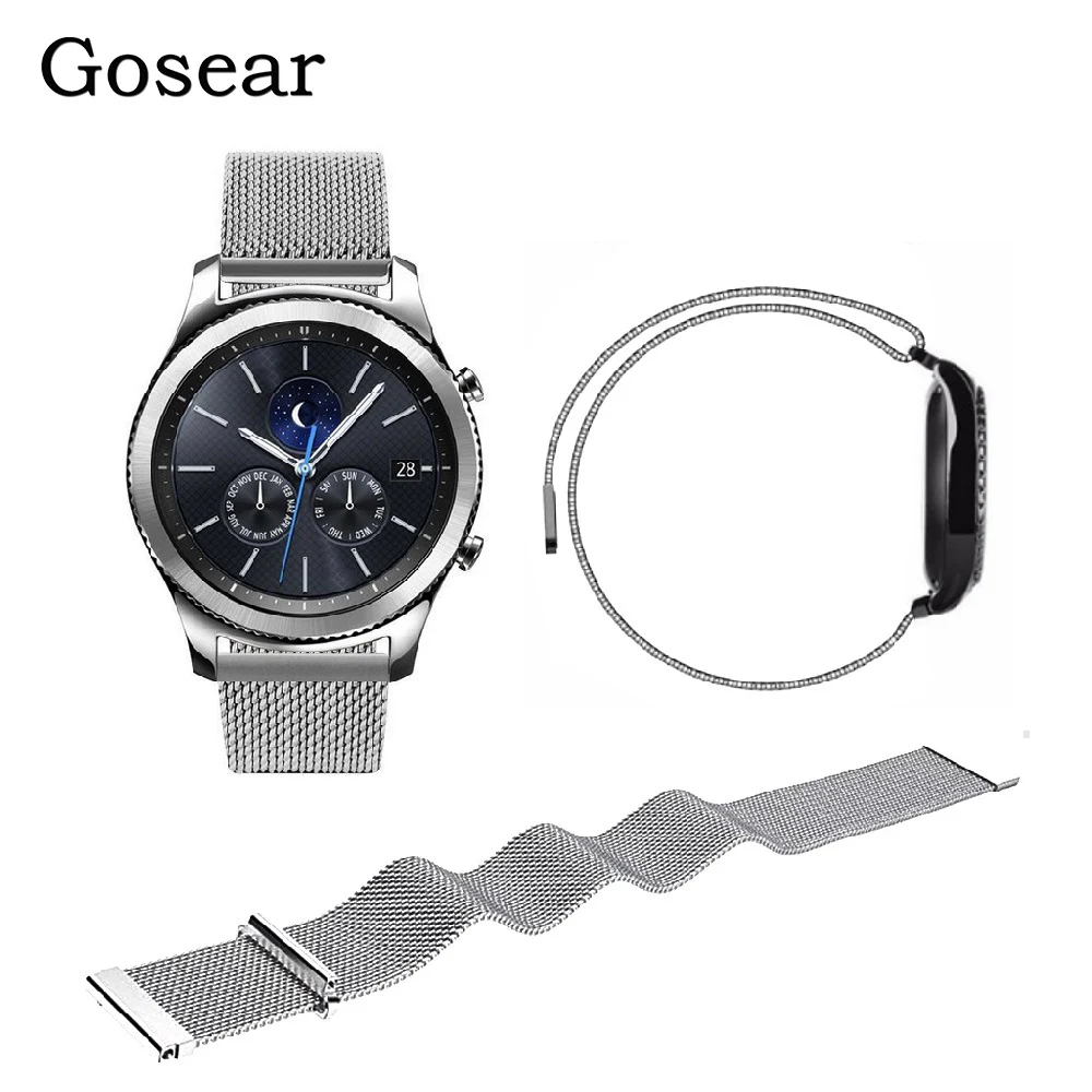 Gosear из нержавеющей стали сменный наручный ремешок для часов банда samsung gear S3 S 3