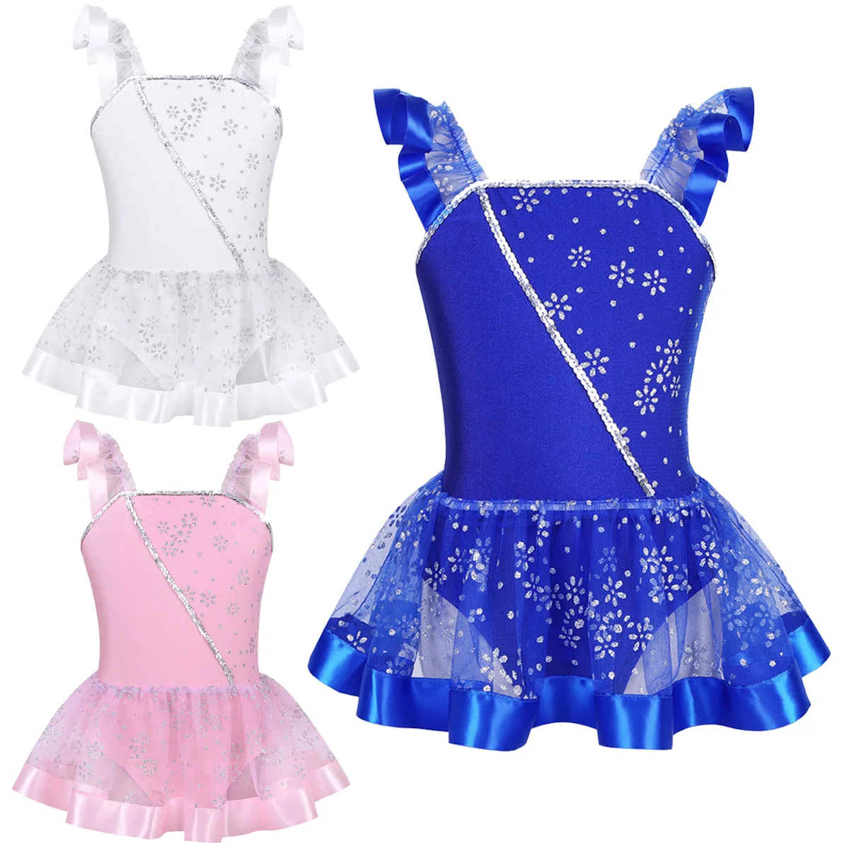 TiaoBug/профессиональное балетное платье пачка с блестками и цветами для девочек