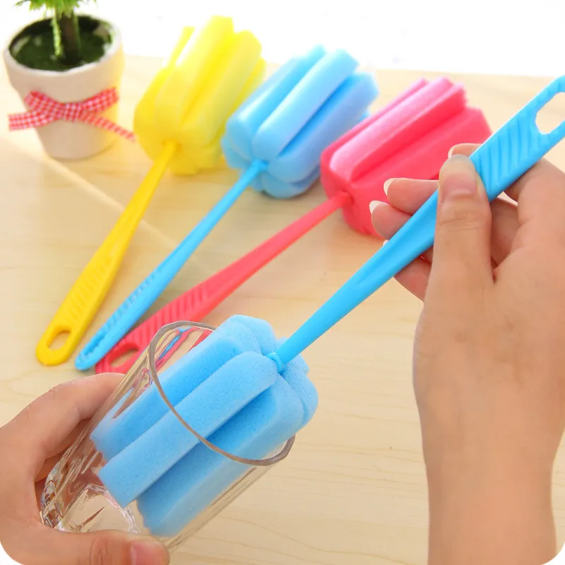 Cleaning Brushes Long handle sponge Crush Bathroom kitchen Tool for Washing Bottle Coffe Tea Glass Cup | Дом и сад