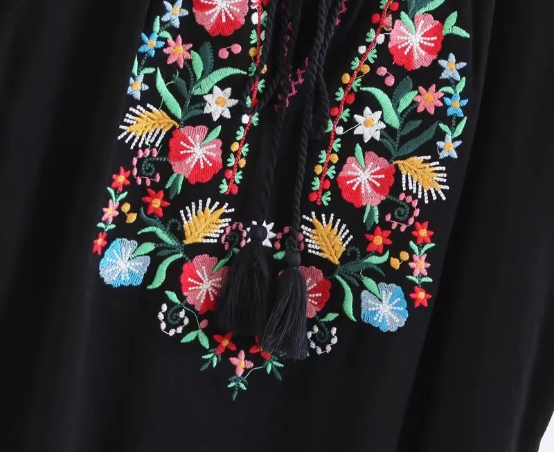 Boho тройники для женщин новые летние винтажные цветочные вышивки с коротким рукавом v-образным вырезом taseel Топ повседневные богемные праздничные женские топы