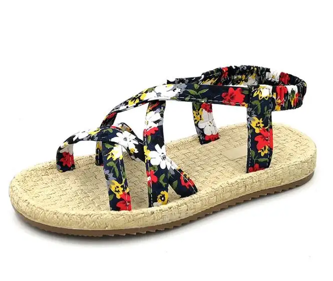 

MSMAX Kids' Girls' Floral Beach Sandals, Open Toe Cross Strap Flats for Toddler/Little Kid/Big Kid