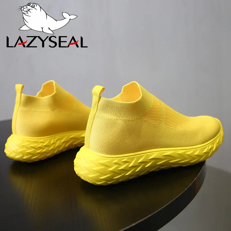 LazySeal; Новинка; женские ботильоны на платформе из сетчатого материала; женская дышащая обувь с круглым носком; слипоны на плоской подошве; женские кроссовки; женская обувь - Цвет: Yellow
