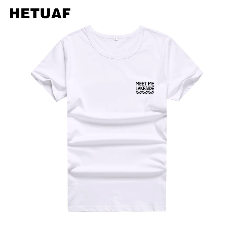 Женская футболка с карманами HETUAF Meet Me Lakeside Корейская в стиле хип-хоп топ большого