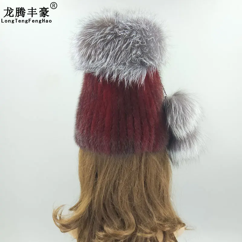 Теплые из натурального меха норки женская шапка Модная хлопковая кепка с