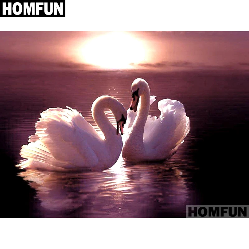 Алмазная 5D Вышивка HOMFUN A01731 картина Лебединое озеро с полными
