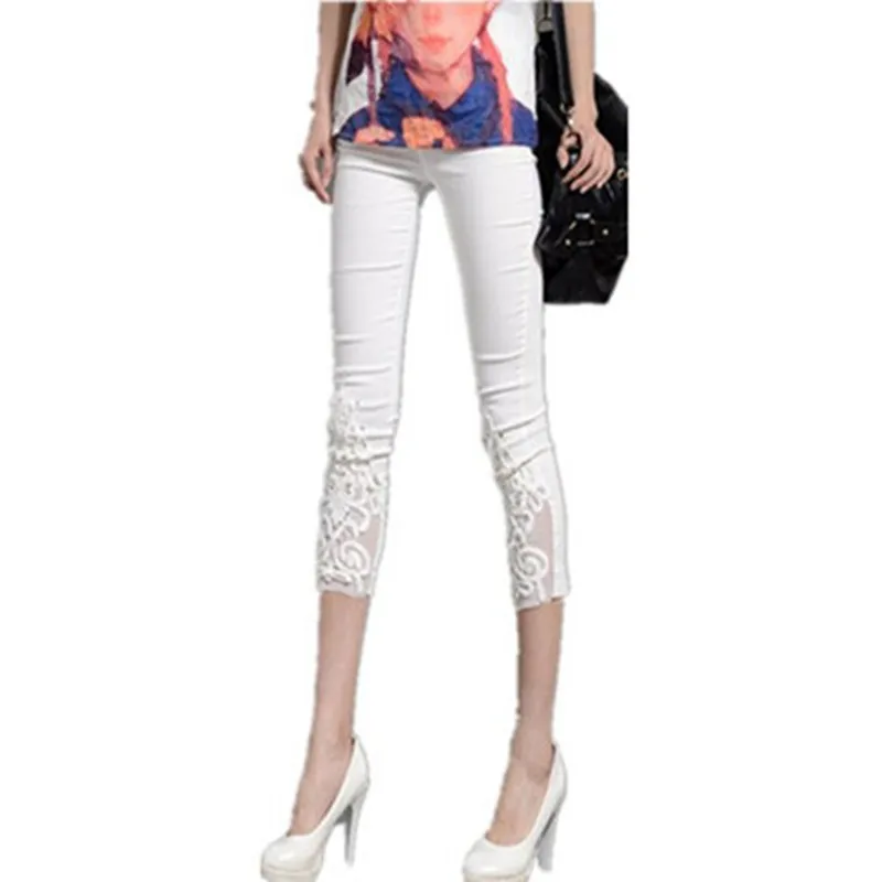 Женский комплект с кружевным крючком и цветочным принтом брюки большого размера