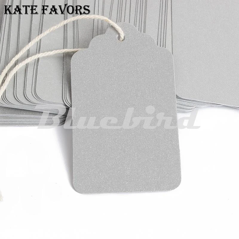 100Pcs 70*40Mm Silver Paper Tags With String Flower Head Tag Blank Gift Label Decorations Christmas Labels Stickers | Дом и сад