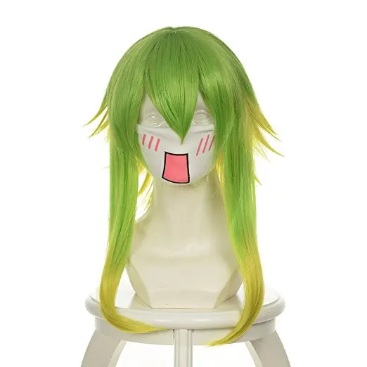 Ccutoo Vocaloid Gumi 35 см/1" Золотой Зеленый Омбре короткий слоистый Пушистый Синтетические волосы косплей парики для вечерние - Цвет: Многоцветный