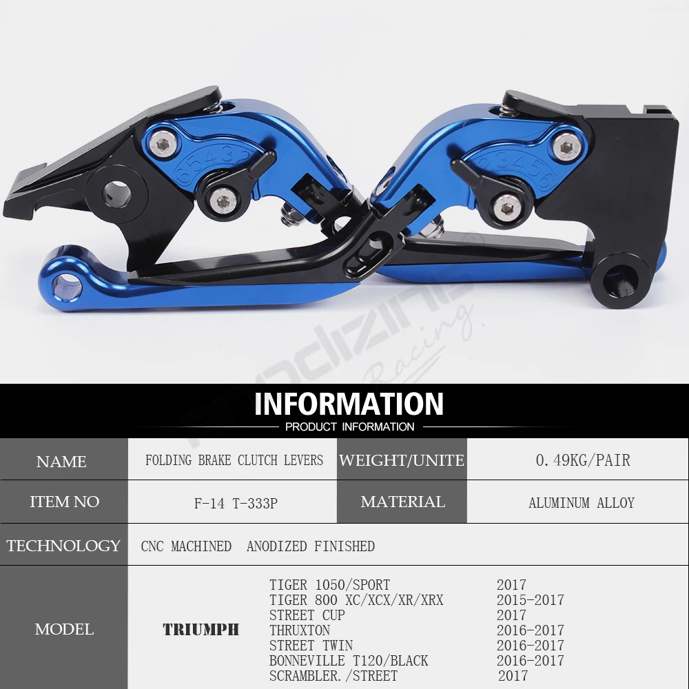 F-14/T-333P Adjustable CNC 3D Extendable Folding Brake Clutch Levers For TRIUMPH STREET CUP 2017 THRUXTON 2016-2017 | Автомобили и