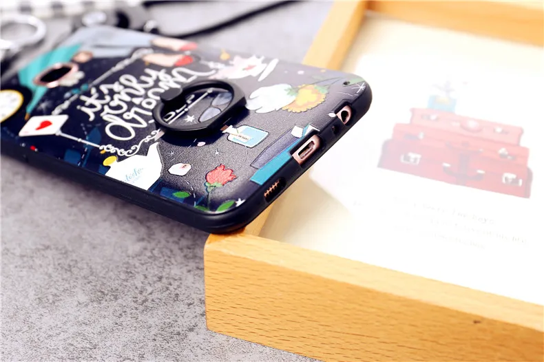 Case For Samsung Galaxy C9 Pro 3D Relief Cartoon Cover Ring Soft TPU Grip Stand Holder+Hand Rope Phone Cases |