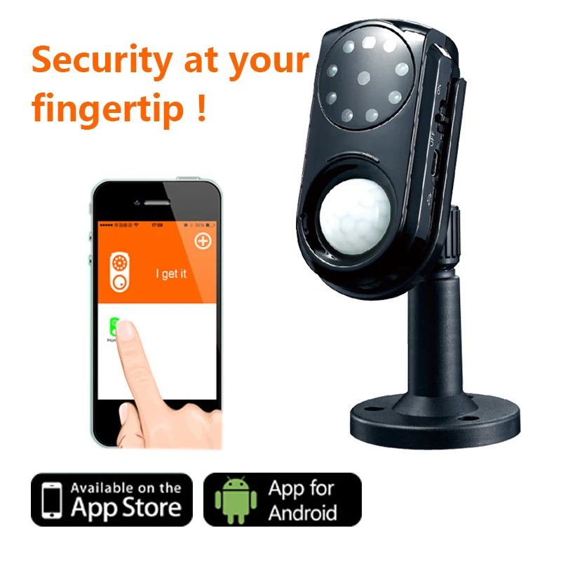 App Wireless GSM ip camera alarm system with night vision security mini camera.HD motion sensor free android/Iphone GM01 |