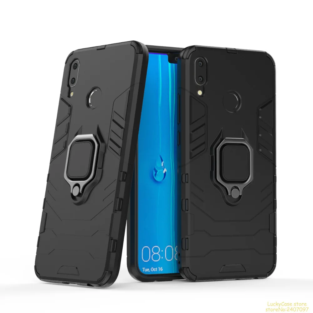 С кольцом-подставкой Гибридный бронированный чехол для телефона huawei Y9 2019