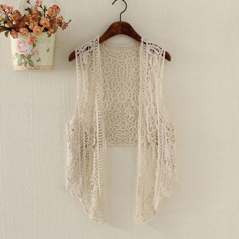 Женский сексуальный ассиметричный открытый кардиган с вышивкой Летний Пляжный