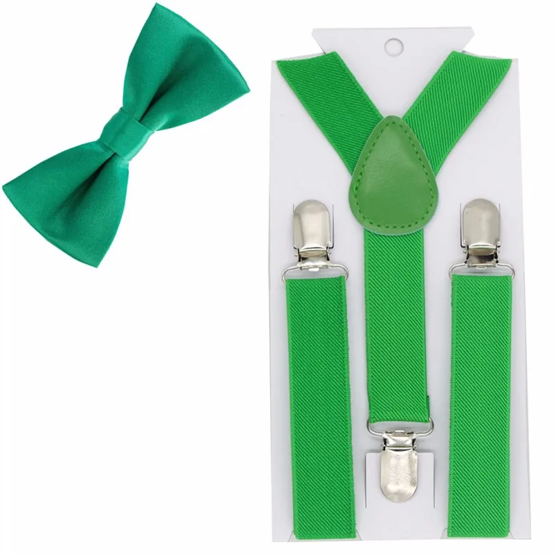 3 light green 40 цветов, Детские подтяжки, эластичные регулируемые Y-Back подтяжки, детские галстуки-бабочки для свадебной вечеринки - Цвет: 3 light green