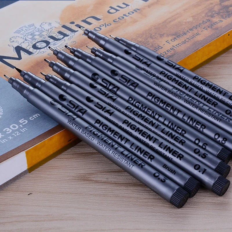 STA 9 шт./лот лайнер Pigma Micron ручка на водной основе с черными чернилами фломастеры