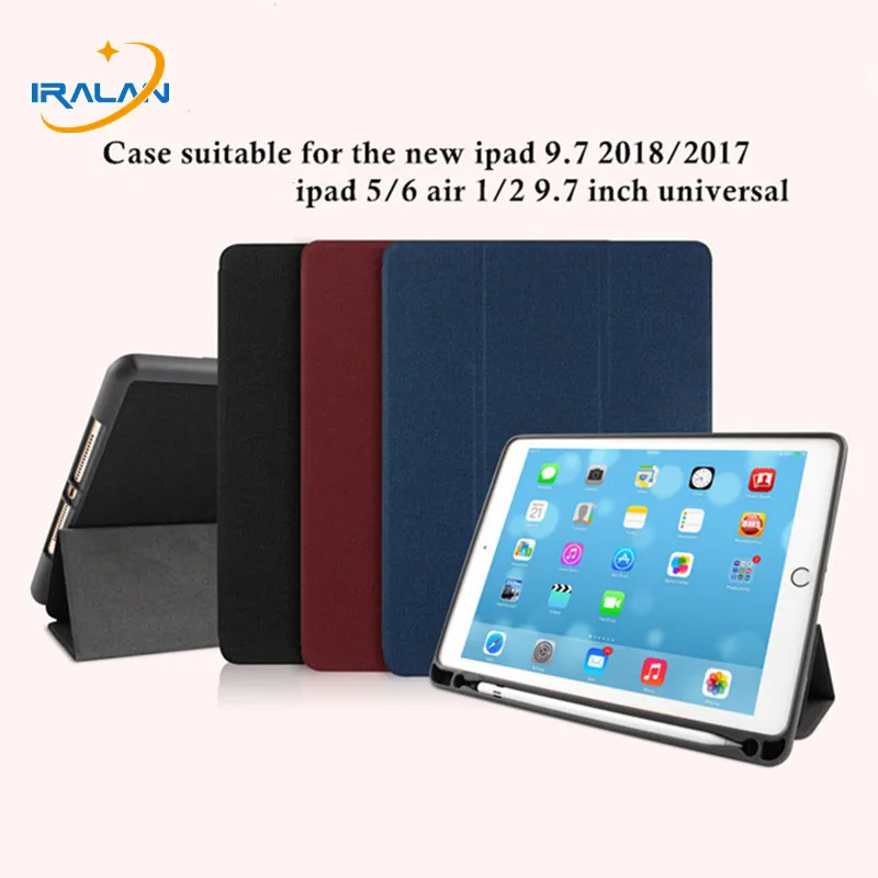 Высокое качество кожаный смарт чехол для Apple ipad 9 7 2018 2017 с карандашом держатель
