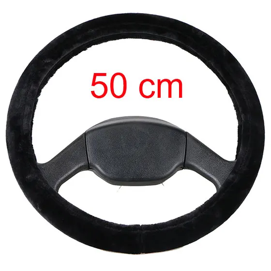 Black 50cm 42 см 45 см 47 см 50 см чехол на руль/мягкая теплая плюшевая зимняя Оплетка на руль подходит для грузовика, вагона, тяжелых грузовиков - Название цвета: Black 50cm