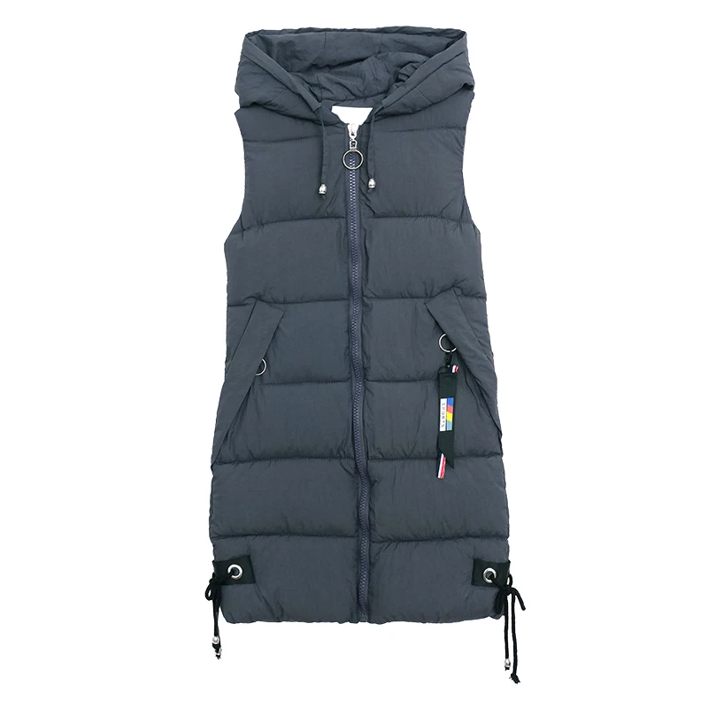 Brieuces 2021 Red High Quality Women Vests Winter Hooded Female Coats Zipper Cotton Long Jackets Slim Fashion Coat Plus Size 4XL | Женская