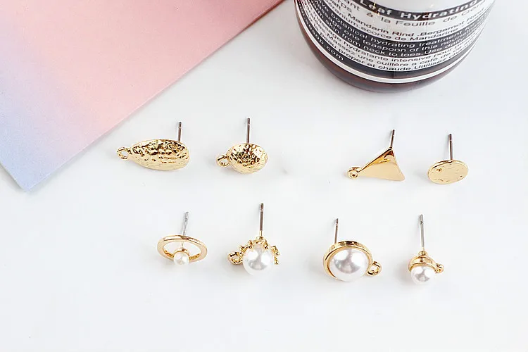DIY alloy jewelry accessories simple pearl triangle hanging clover anti allergy earrings materials | Украшения и аксессуары