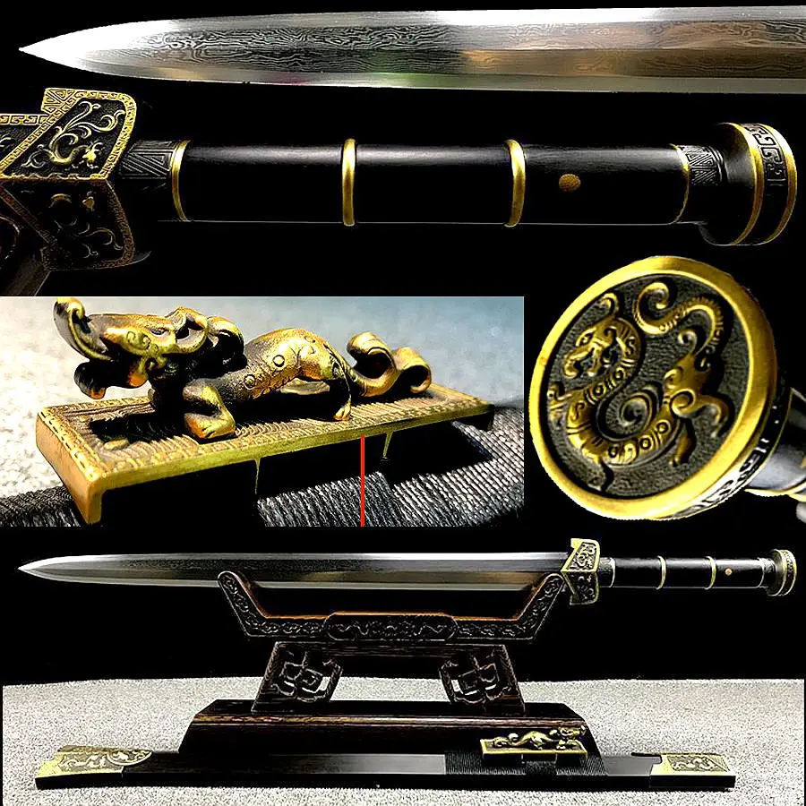 Бутиковый латунный нож с 8 боковыми лезвиями из дамасской стали|sword jian|knives knifesword