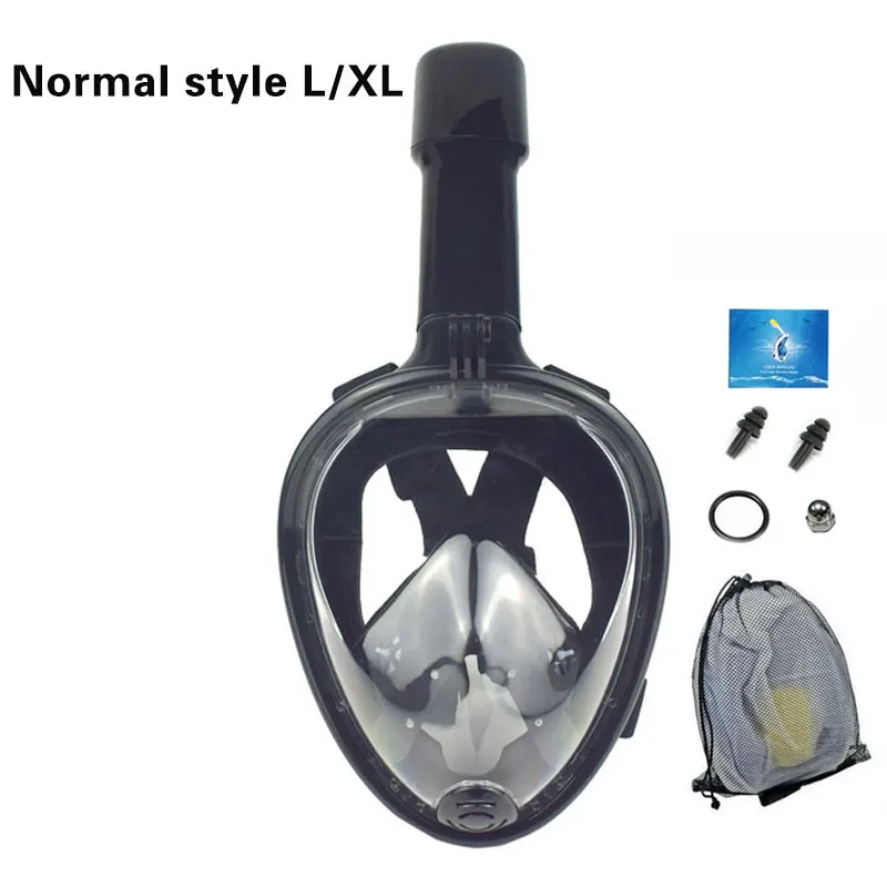 NormalBlack L XL Маска для дайвинга, для всего лица, анти-туман, маска для подводного плавания, маска для подводной охоты, для детей/взрослых, очки, тренировочное снаряжение для дайвинга - Цвет: NormalBlack L XL
