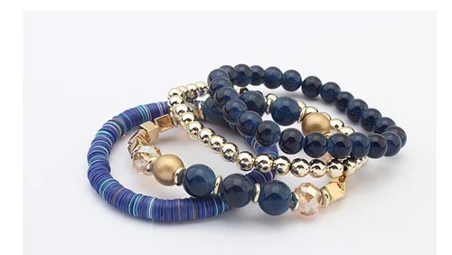 LEMOER Woman Beach Jewelry 2019 Fashion Bohemian Style Multilayer Candy Color Geometric Beads bracelets &amp bangles Pulseras Mujer |