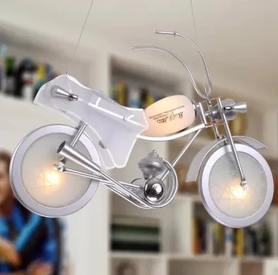 Алюминиевый мотоцикл Форма стекло мультфильм люстра E14 Светодиодная лампа