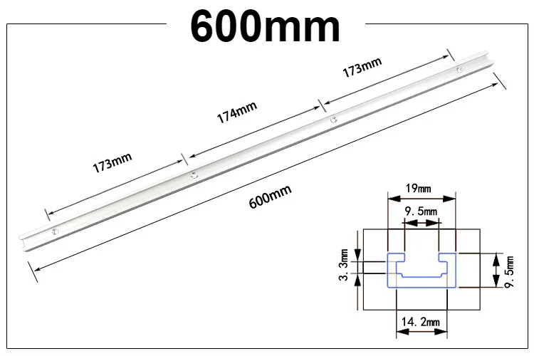 1Pc 600mm T-track Т-треки алюминиевый сплав слот Торцовочная дорожка джиг приспособление для фрезерного стола ленточные пилы деревообрабатывающий инструмент 300 мм/400 мм/600 мм/800 мм - Цвет: 1Pc 600mm T-track