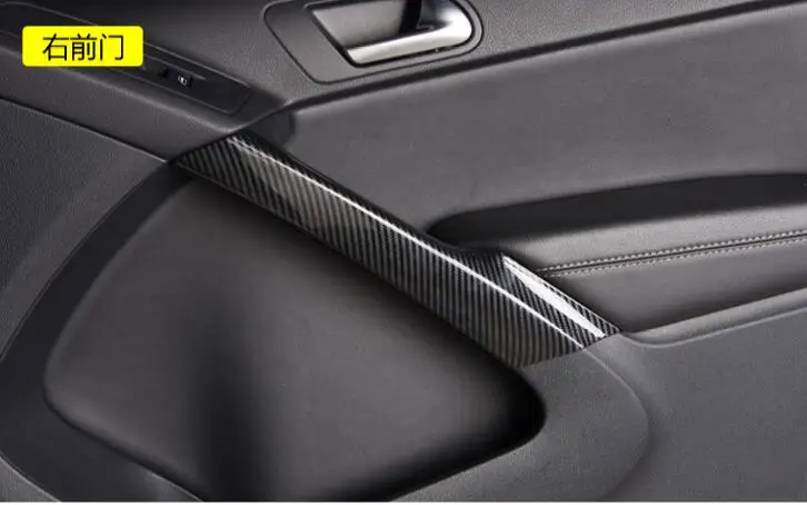 4 шт./компл. подходит для Tiguan 2012 2013 ABS хромированный углеродного волокна отделка внутренняя дверная ручка подлокотник декоративная крышка Накладка для укладки волос