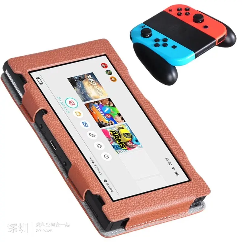 Чехол с откидной крышкой для консоли Nintendo NAND Switch в стиле личи из искусственной