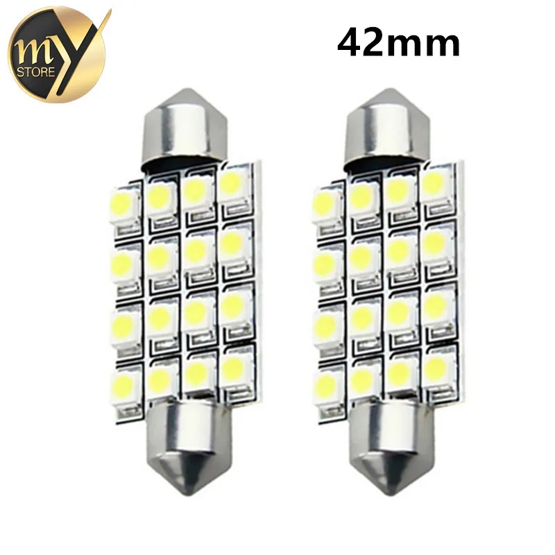 2 шт. C5W LED 42 мм 16 SMD чистая белая купольная гирлянда светодиодный ная Автомобильная