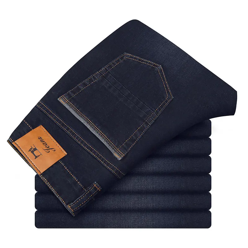 dark blue Jantour, мужские джинсы, прямые, синие, тянущиеся, джинсовые штаны, большой размер, брюки, деловые, ковбойские, мужские джинсы, 40, 42, 44 размер - Цвет: dark blue