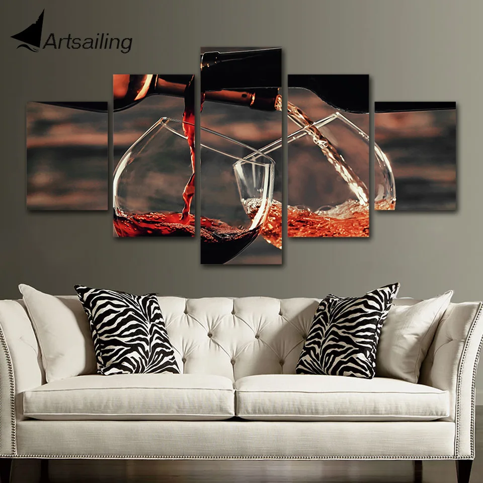 Модульные картины 5 панелей погреб красного вина плакат настенное искусство