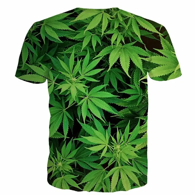 Футболка с 3D-принтом зеленых листьев для мужчин и женщин Модный стильный топ