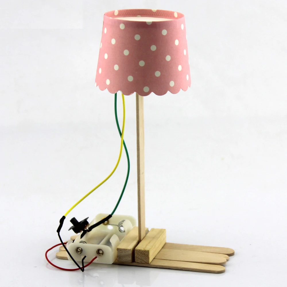DIY Сборная модель мини настольная лампа 10 мм LED 3V 2 AA батарея питания физическая