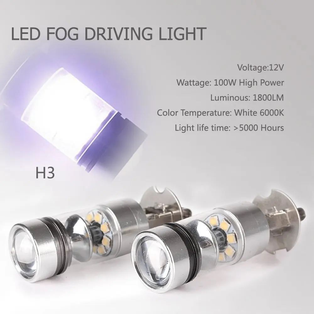 2*100 Вт H3 H1 светодиодный Bombillas de Coche Авто Lamparas машине Luz Brillante противотуманные лампы