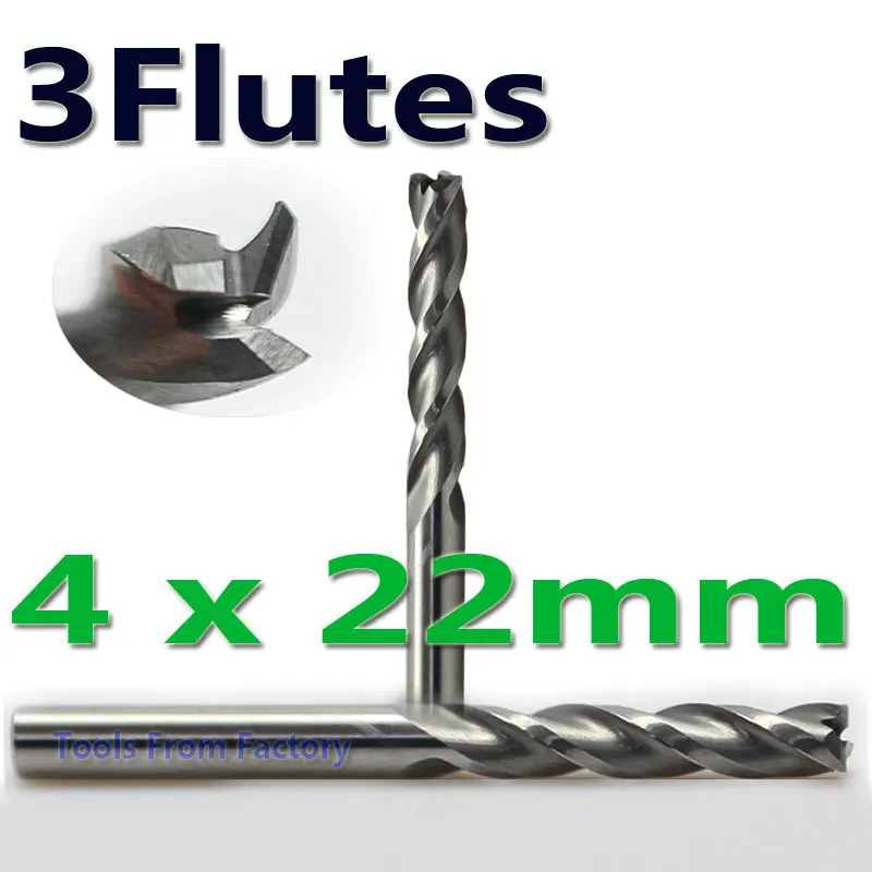 2шт 4*22 мм Карбид 3 флейты мельница гравировальный резак режущие биты фрезерные