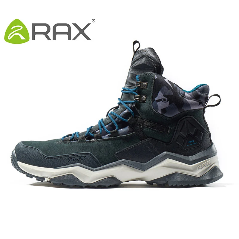 carbon black men RAX Мужская походная обувь противоскользящие кроссовки для альпинизма Женская дышащая натуральная кожа легкая обувь для трекинга Уличная обувь мужская - Цвет: carbon black men