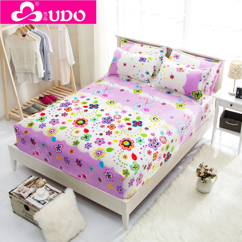 Фланель Зима Простыня Высокое Качество Королева Размер Покрывало Beding Листы